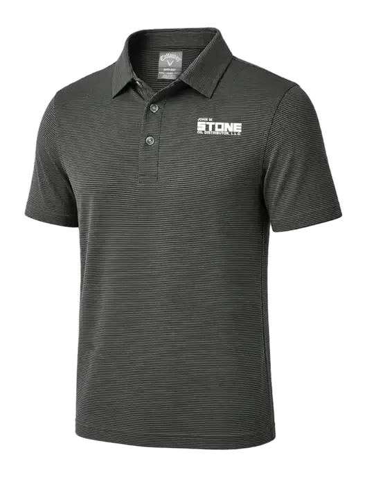 Callaway Black Fine Line Stripe Polo w/John W. Stone Oil Logo