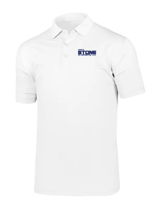 Callaway Vibrant Bright White Ventilated Polo w/John W. Stone Oil Logo