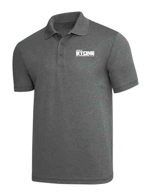 Medium Grey Heather PosiCharge RacerMesh Polo w/John W. Stone Oil Logo