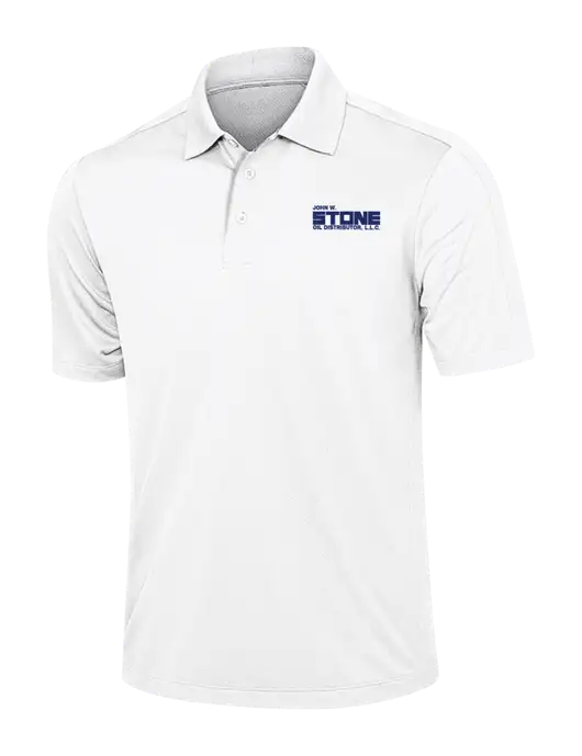 White Diamond Textured Jacquard Polo w/John W. Stone Oil Logo