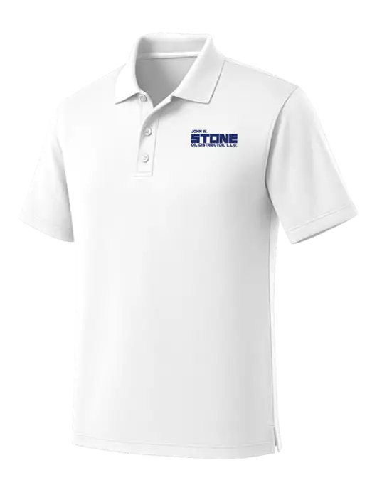 White Dry Zone UV Micro Mesh Polo w/John W. Stone Oil Logo