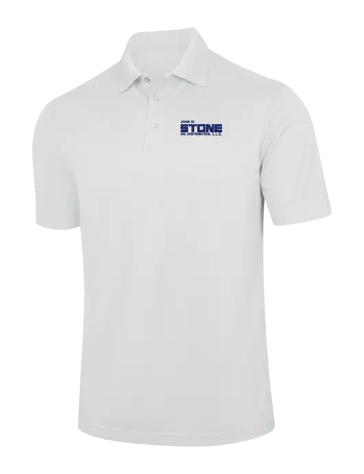 White Performance Fine Jacquard Polo w/John W. Stone Oil Logo