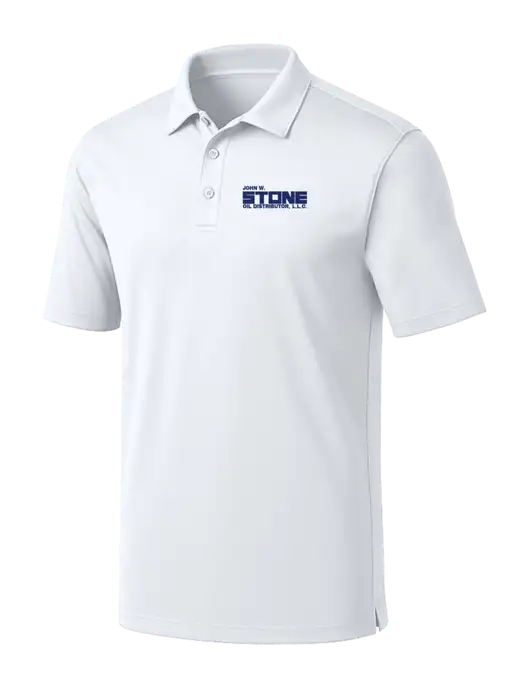 White Silk Touch Performance Polo w/John W. Stone Oil Logo