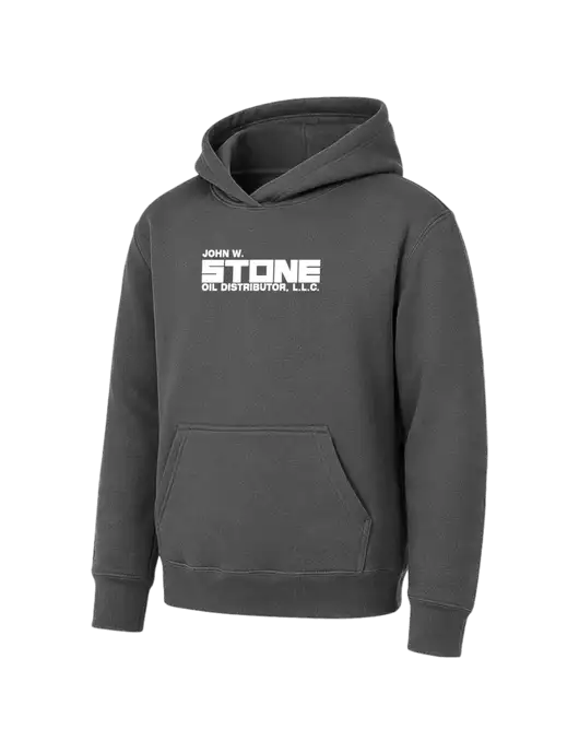 Youth Charcoal 7.8 oz Pullover Hooded Sweatshirt w/John W. Stone Oil Logo