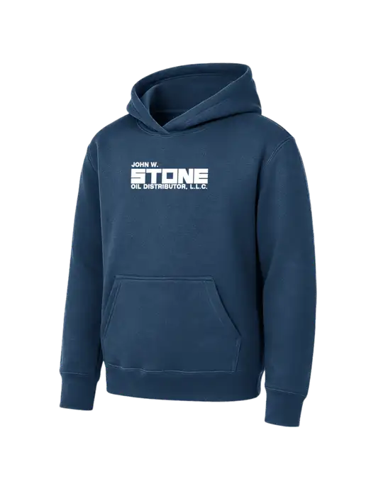 Youth Navy 7.8 oz Pullover Hooded Sweatshirt w/John W. Stone Oil Logo