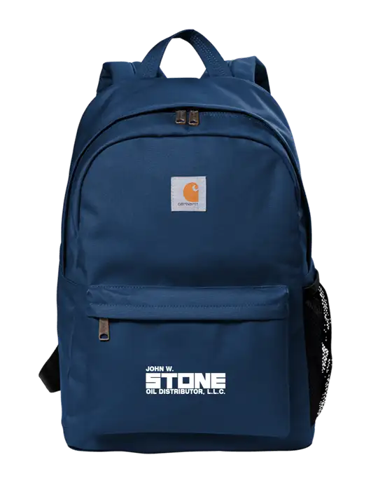 Carhartt Navy Canvas Backpack w/John W. Stone Oil Logo