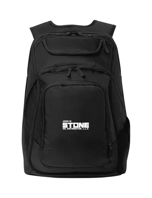 Executive Black Laptop Backpack w/John W. Stone Oil Logo