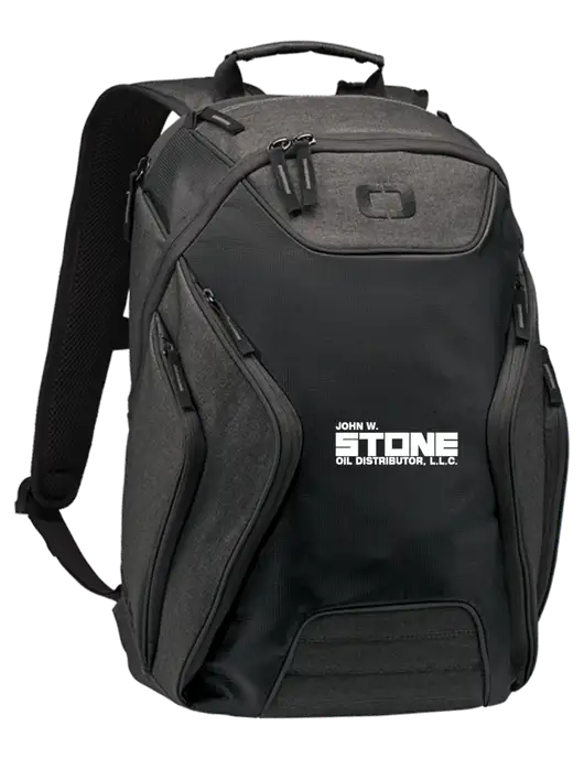 OGIO Black/Heather Grey Hatch Laptop Backpack
 w/John W. Stone Oil Logo