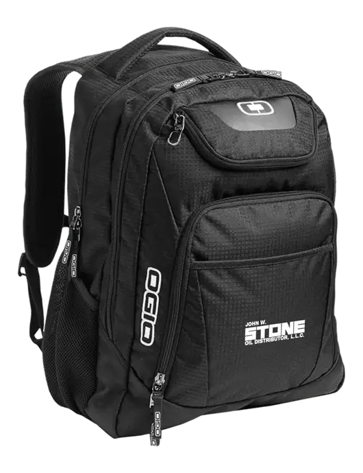 OGIO Black/Silver Excelsior Laptop Backpack w/John W. Stone Oil Logo