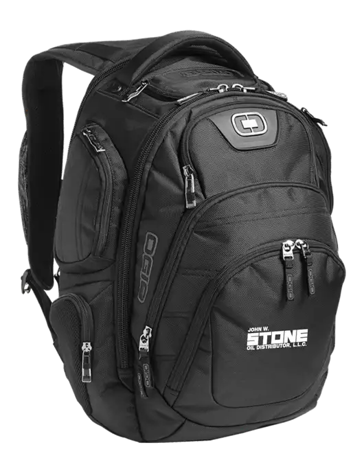 OGIO Black Stratagem Laptop Backpack w/John W. Stone Oil Logo