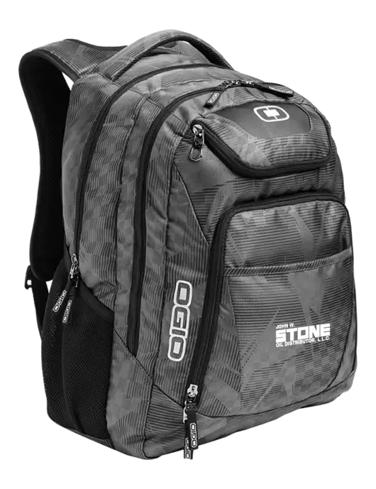 OGIO Race Day Silver Excelsior Laptop Backpack w/John W. Stone Oil Logo
