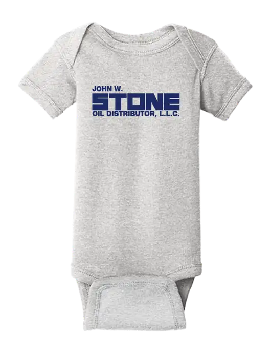 Rabbit Skins Light Grey Heather Infant Short Sleeve Baby Rib Bodysuit w/John W. Stone Oil Logo