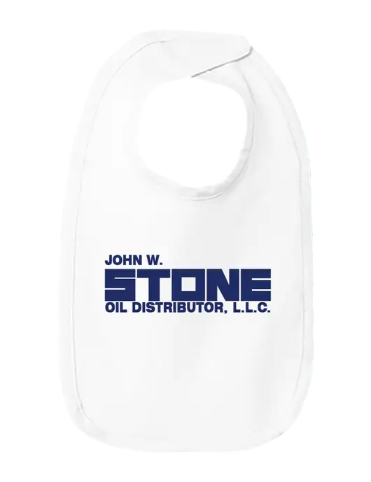 Rabbit Skins White Infant Premium Jersey Bib w/John W. Stone Oil Logo