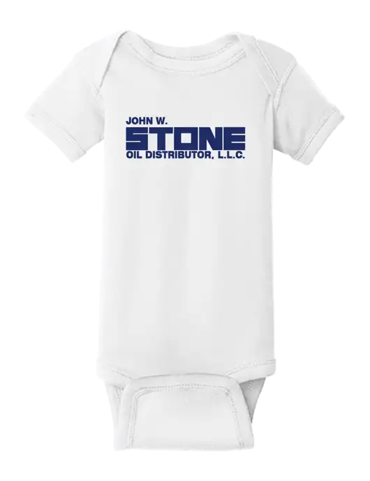 Rabbit Skins White Infant Short Sleeve Baby Rib Bodysuit w/John W. Stone Oil Logo