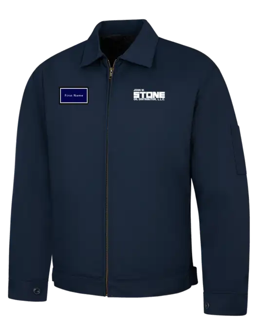 Red Kap Navy Slash Pocket Jacket w/John W. Stone Oil Logo, John W. Stone Oil patch