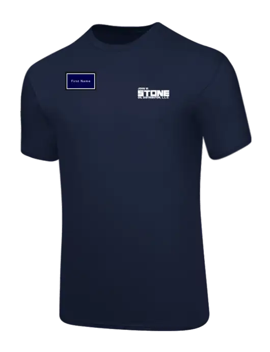 Core Blend Navy T-Shirt w/John W. Stone Oil Logo, John W. Stone Oil patch