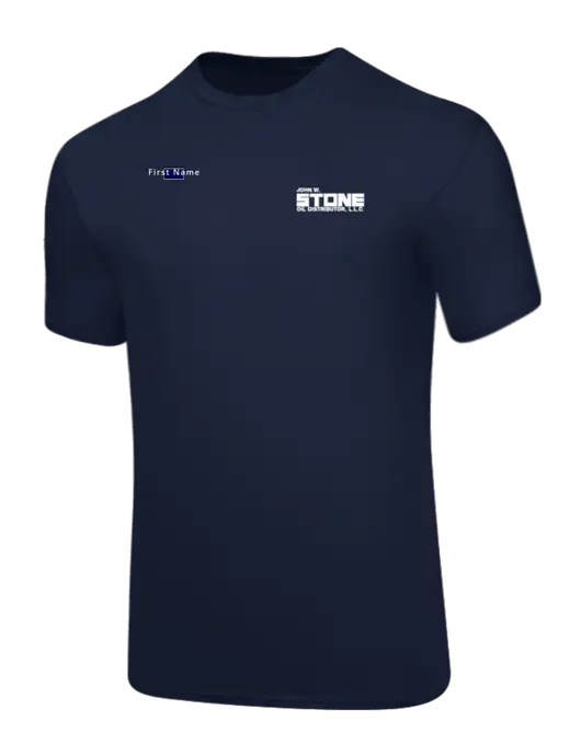 Core Blend Navy T-Shirt w/John W. Stone Oil Logo, John W. Stone Oil patch