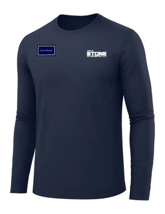 Long Sleeve Navy PosiCharge Competitor Tee w/John W. Stone Oil Logo, John W. Stone Oil patch