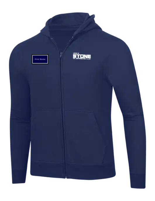 Navy 8.5 oz Ring Spun Zip Hooded Sweatshirt w/John W. Stone Oil Logo, John W. Stone Oil patch