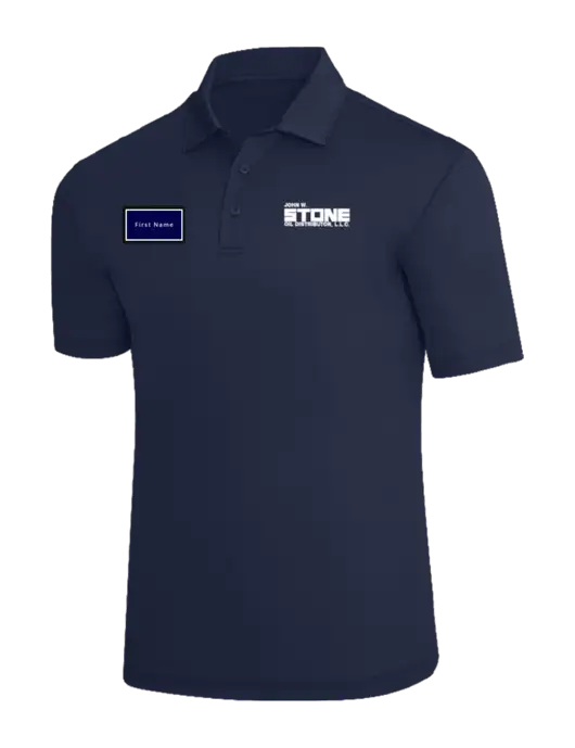 Navy Silk Touch Polo w/John W. Stone Oil Logo, John W. Stone Oil patch