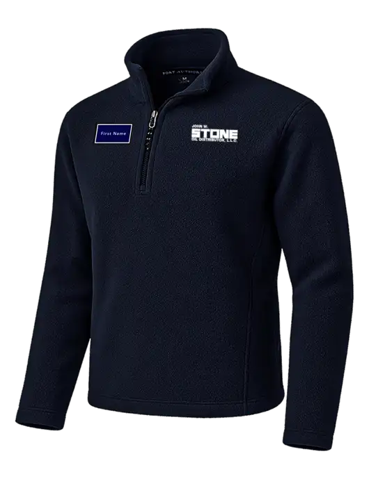 Navy Fleece 1/4-Zip Pullover w/John W. Stone Oil Logo, John W. Stone Oil patch