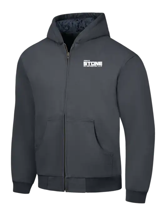 CornerStone Charcoal Duck Cloth Hooded Work Jacket w/John W. Stone Oil Logo